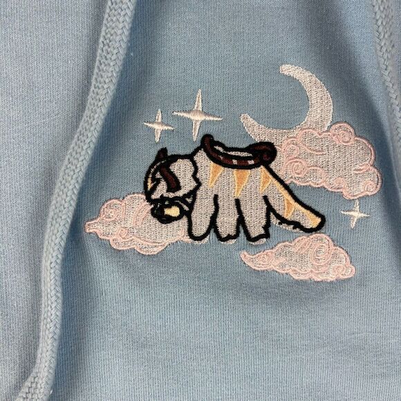 Yu-Gi-Oh! Gilgamesh Hoodie Sweatshirt Sz XL Light Blue Fleece Embroidered - Picture 3 of 10